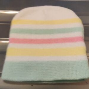 Source Unknown Pastel Striped Kids Beanie